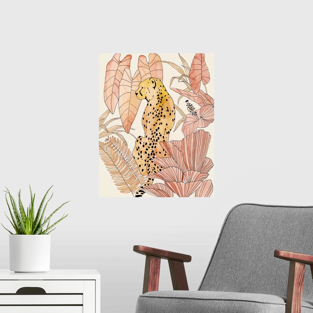 A modern room featuring Blush Cheetah I