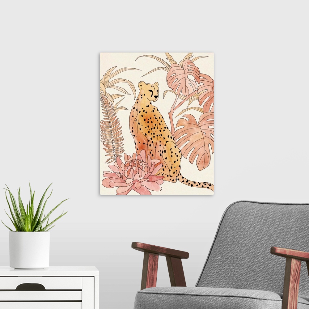 A modern room featuring Blush Cheetah III