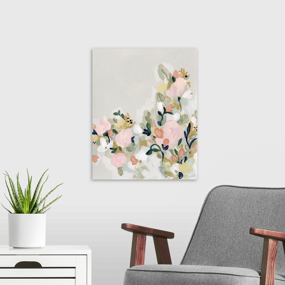 A modern room featuring Blushing Blooms I