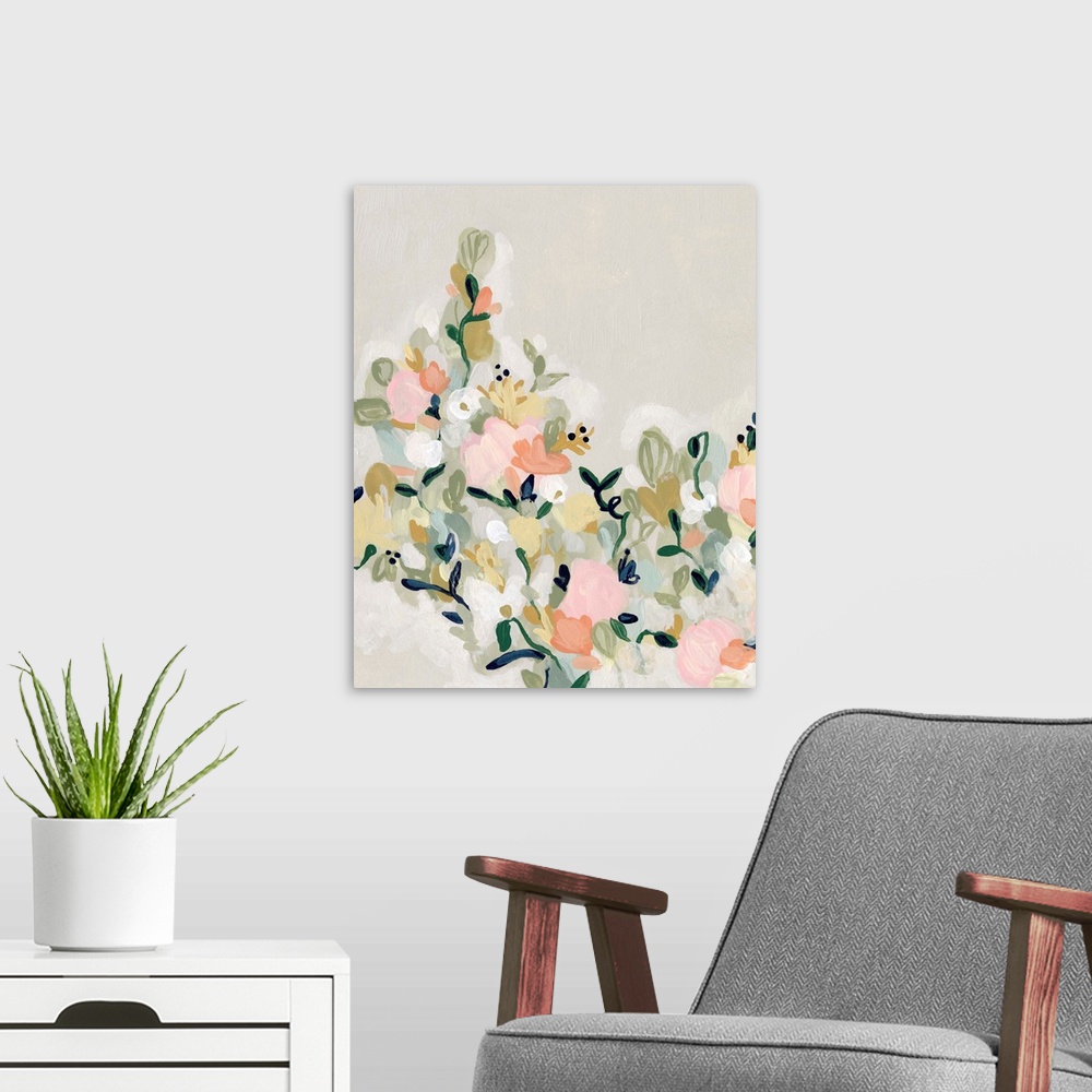 A modern room featuring Blushing Blooms II