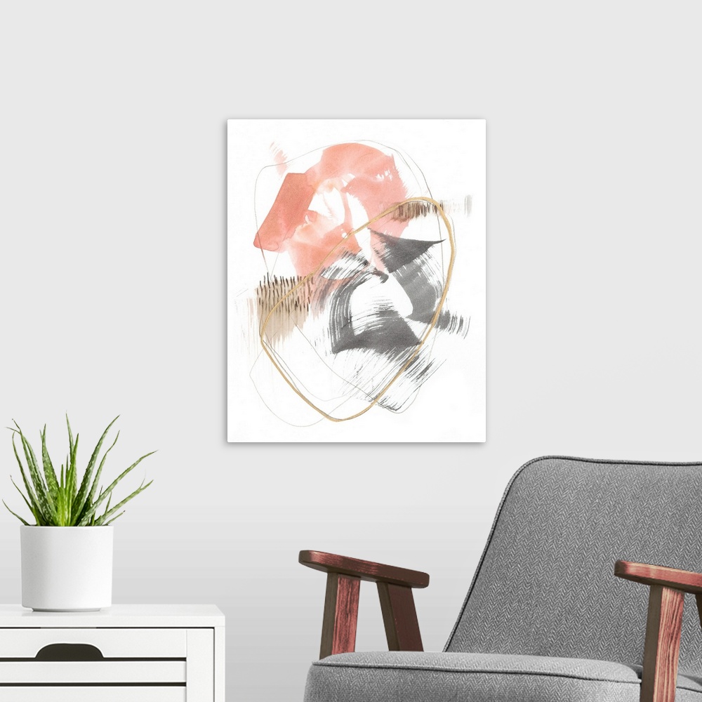 A modern room featuring Blushing Circularity I