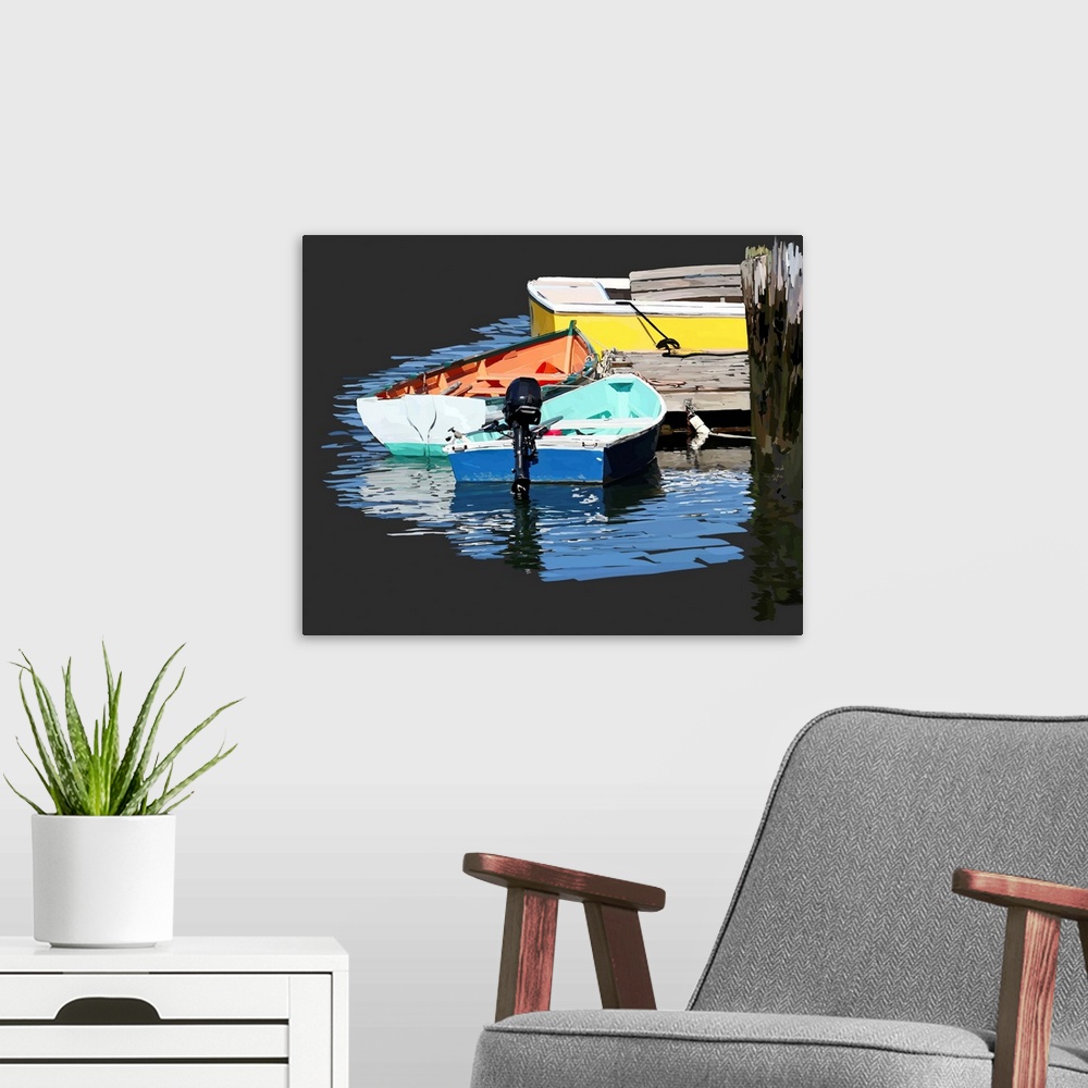 A modern room featuring Boat Study II