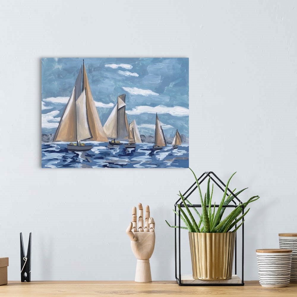 A bohemian room featuring Boats At Sea I