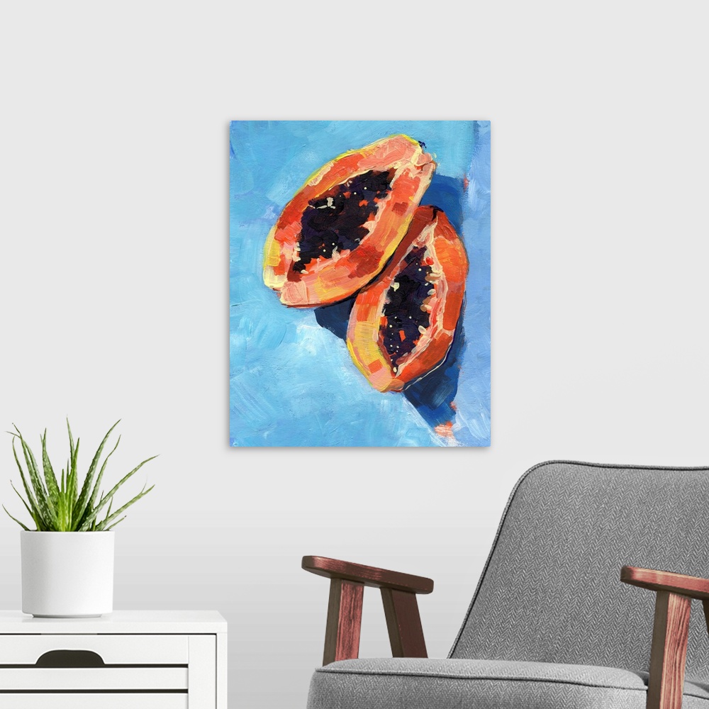 A modern room featuring Bold Papaya I