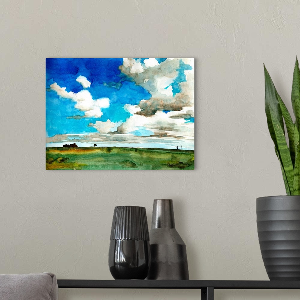 A modern room featuring Bold Sky View I