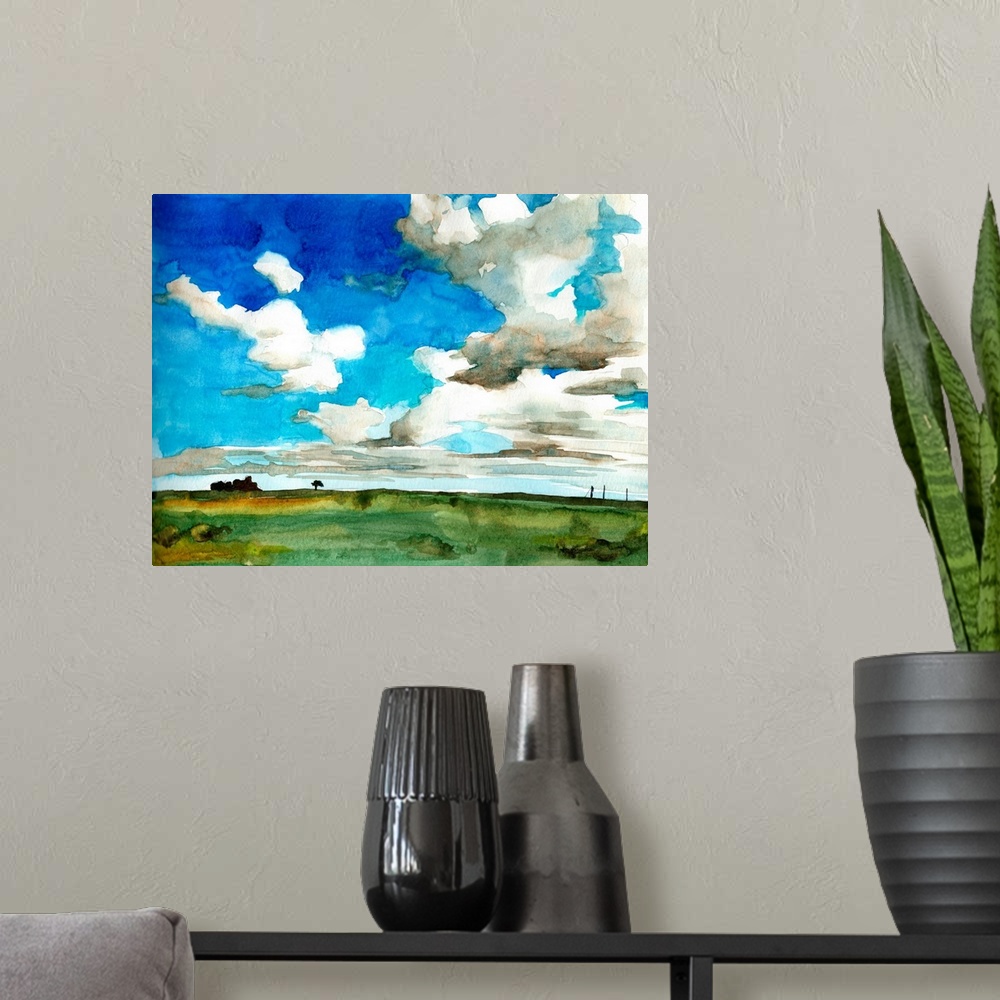 A modern room featuring Bold Sky View I
