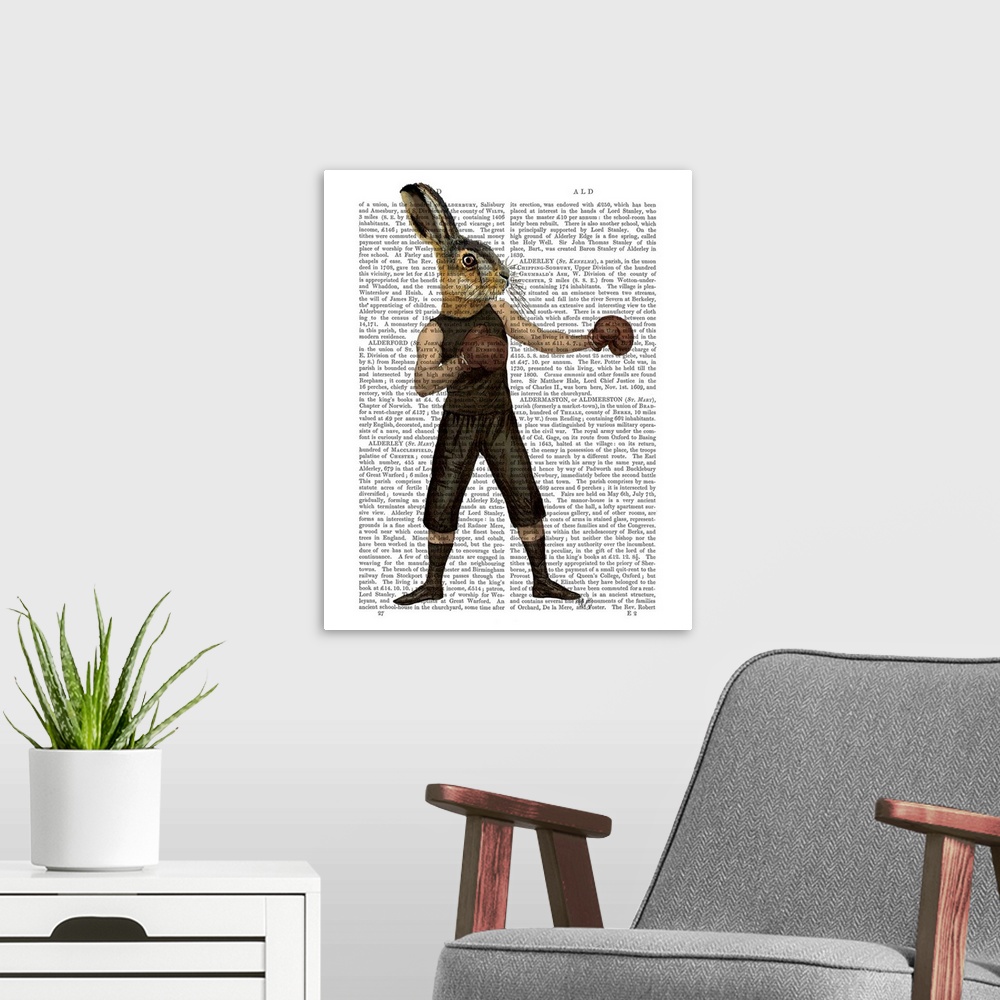 A modern room featuring Boxing Hare