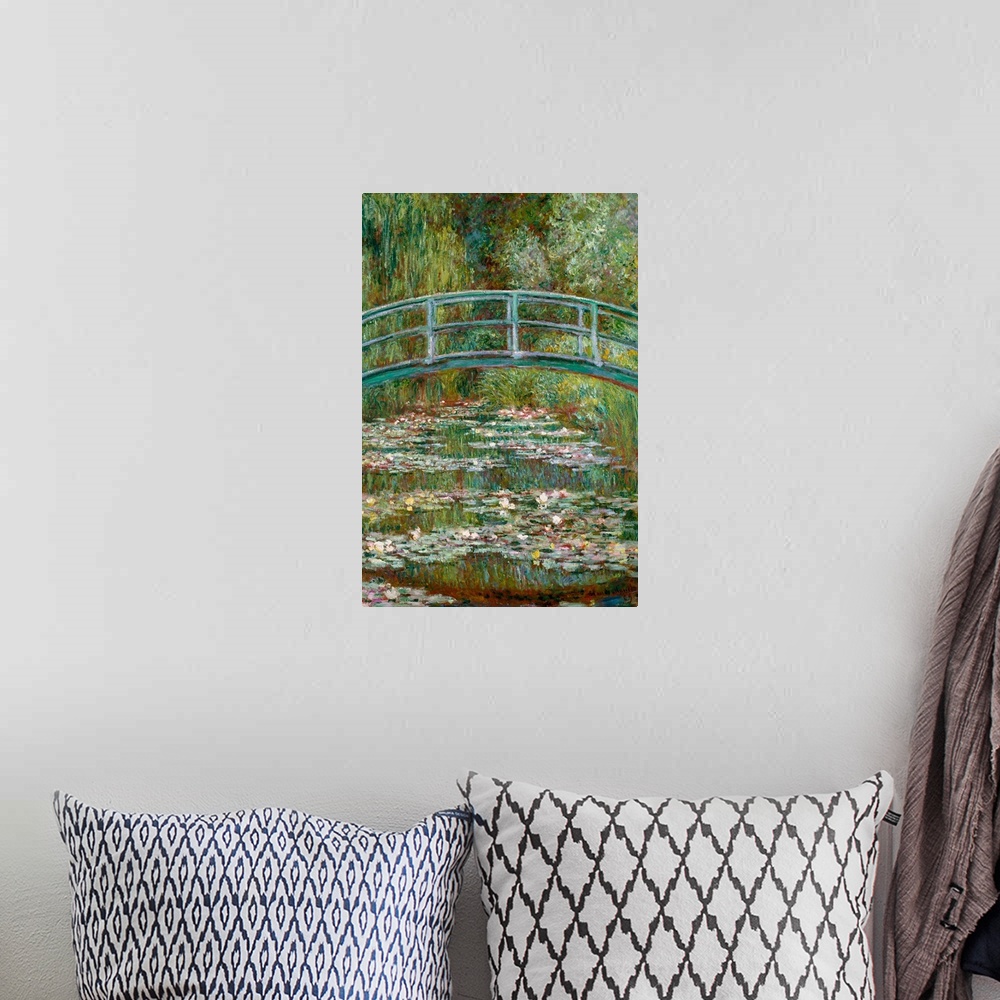 A bohemian room featuring Bridge over a Pond of Water Lilies