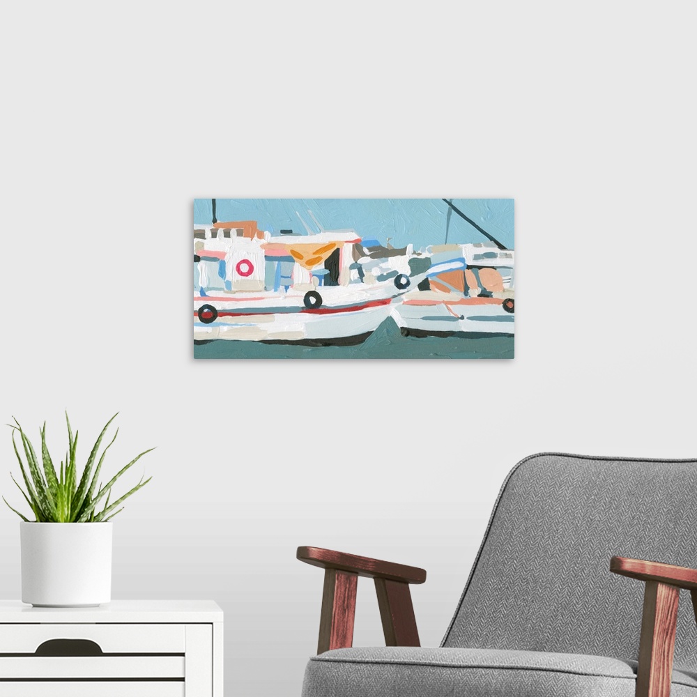 A modern room featuring Bright Boats II