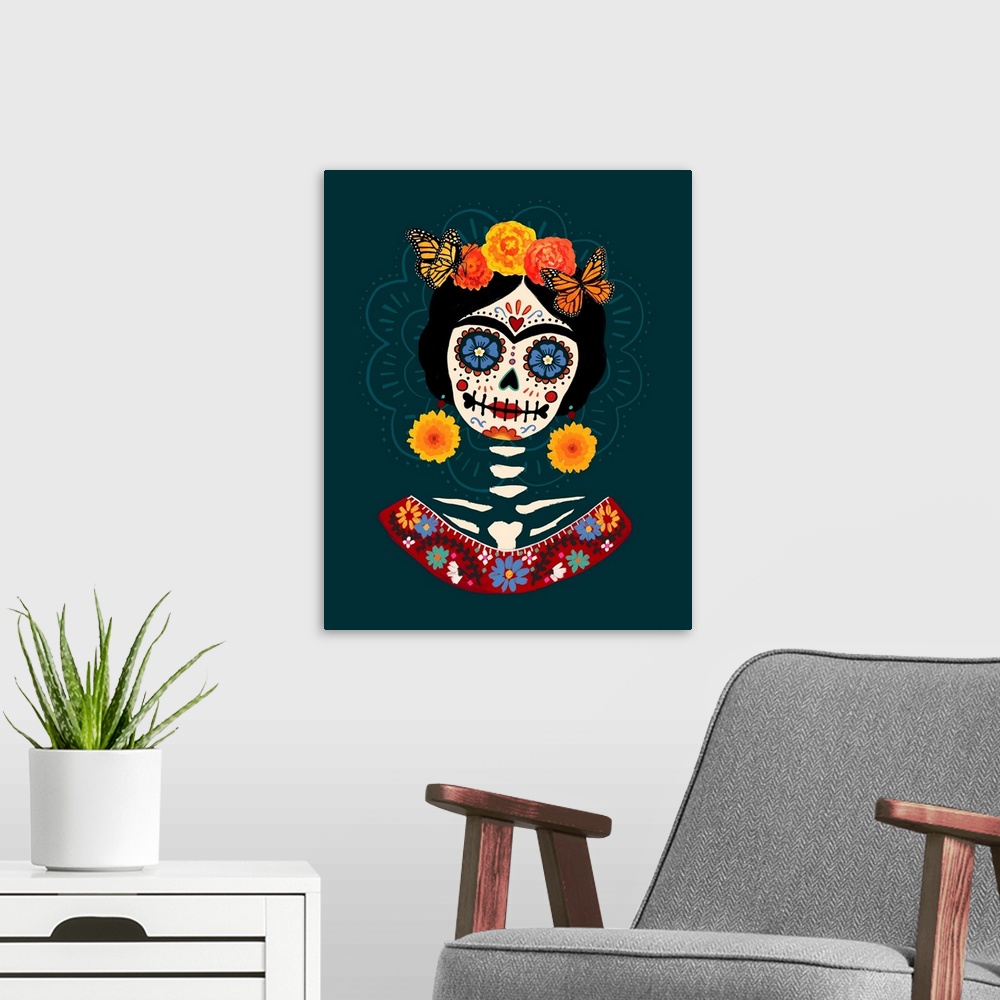 A modern room featuring Bright Day Of The Dead I