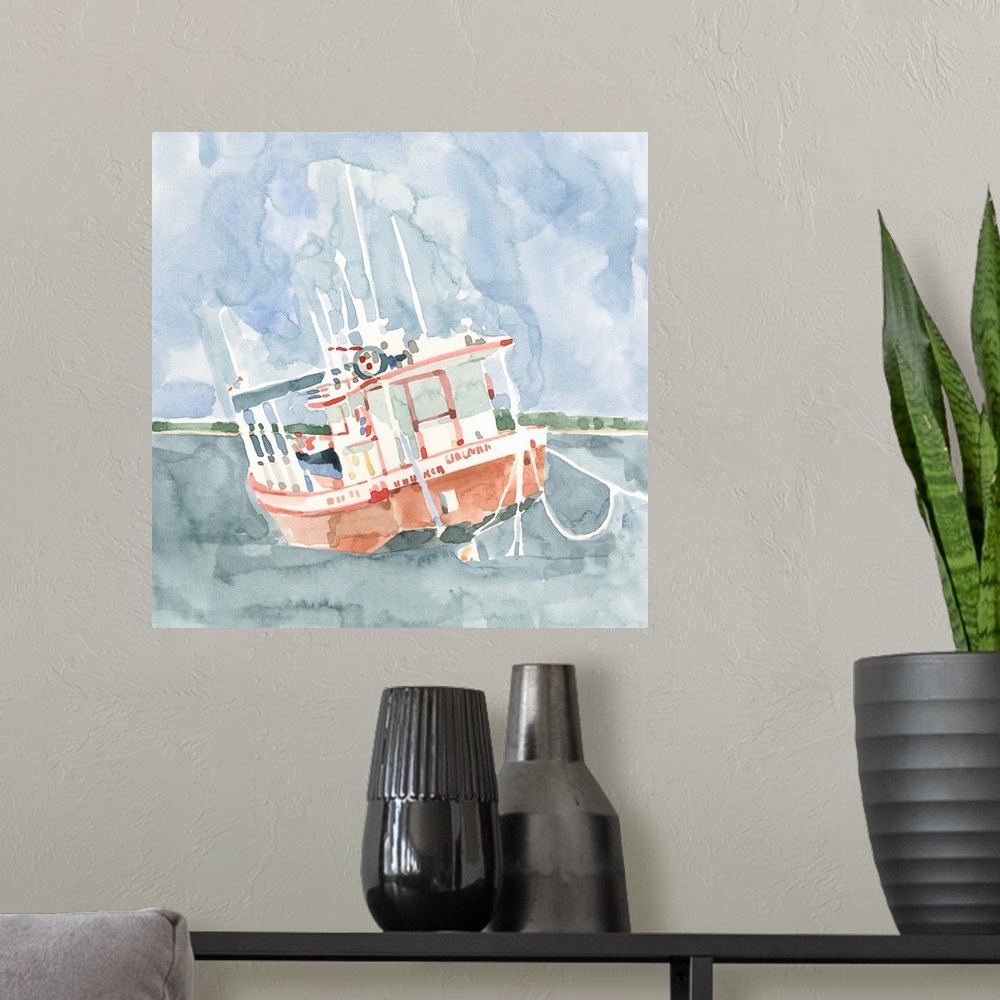 A modern room featuring Bright Fishing Boat I