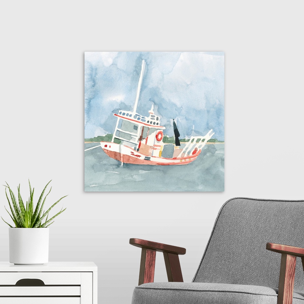 A modern room featuring Bright Fishing Boat II
