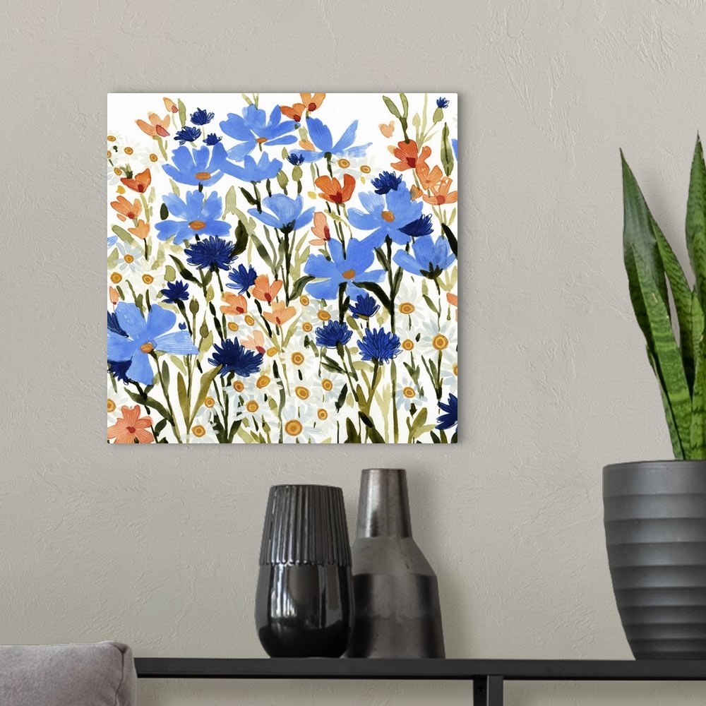 A modern room featuring Bright Wildflower Medley IV