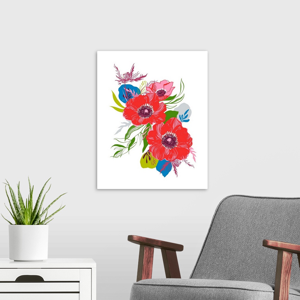 A modern room featuring Brilliant Poppies II