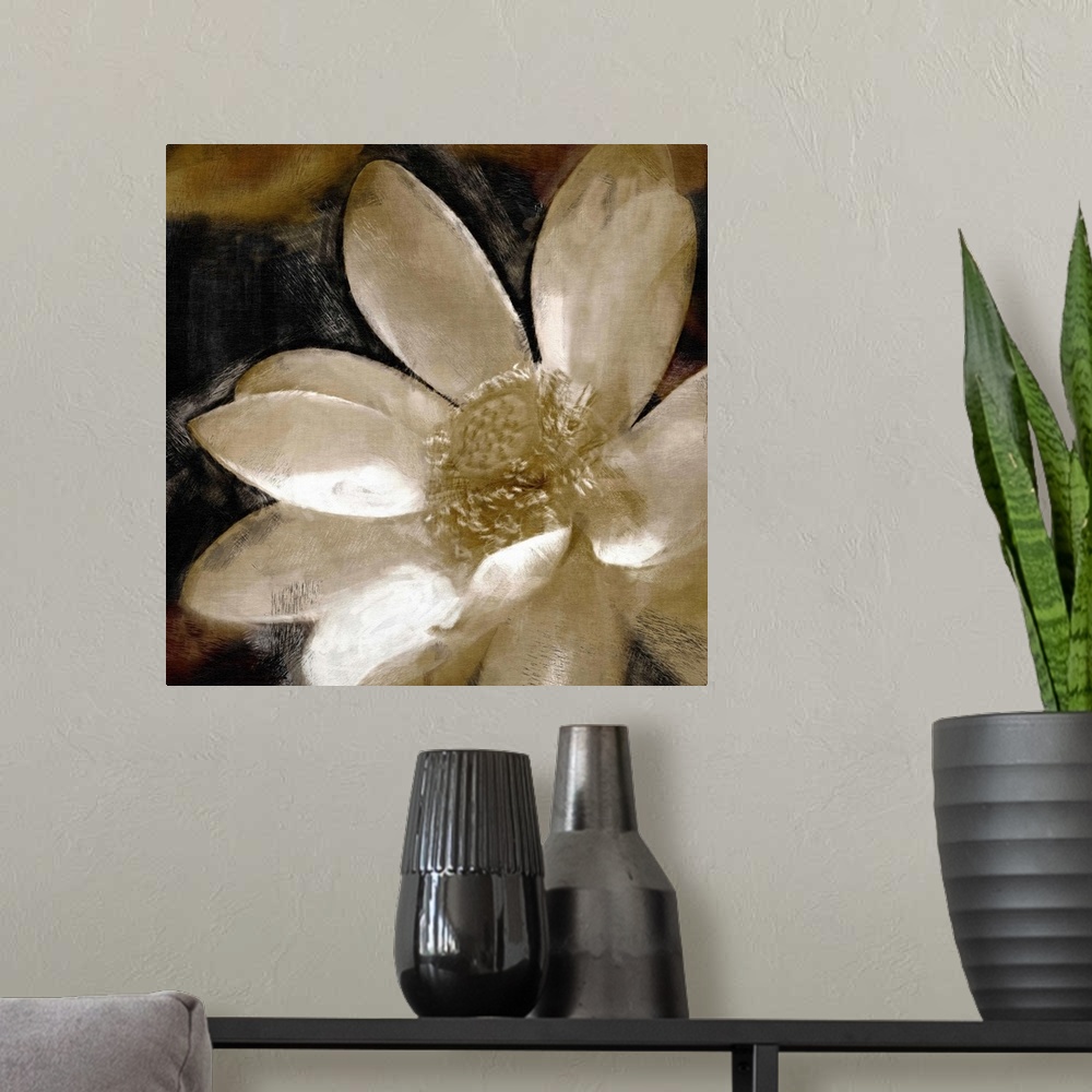 A modern room featuring Bronze Lily I