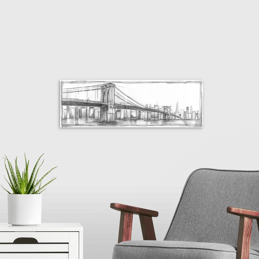 A modern room featuring Brooklyn Bridge Sketch