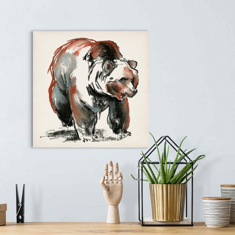 A bohemian room featuring Brown Bear Gestures I