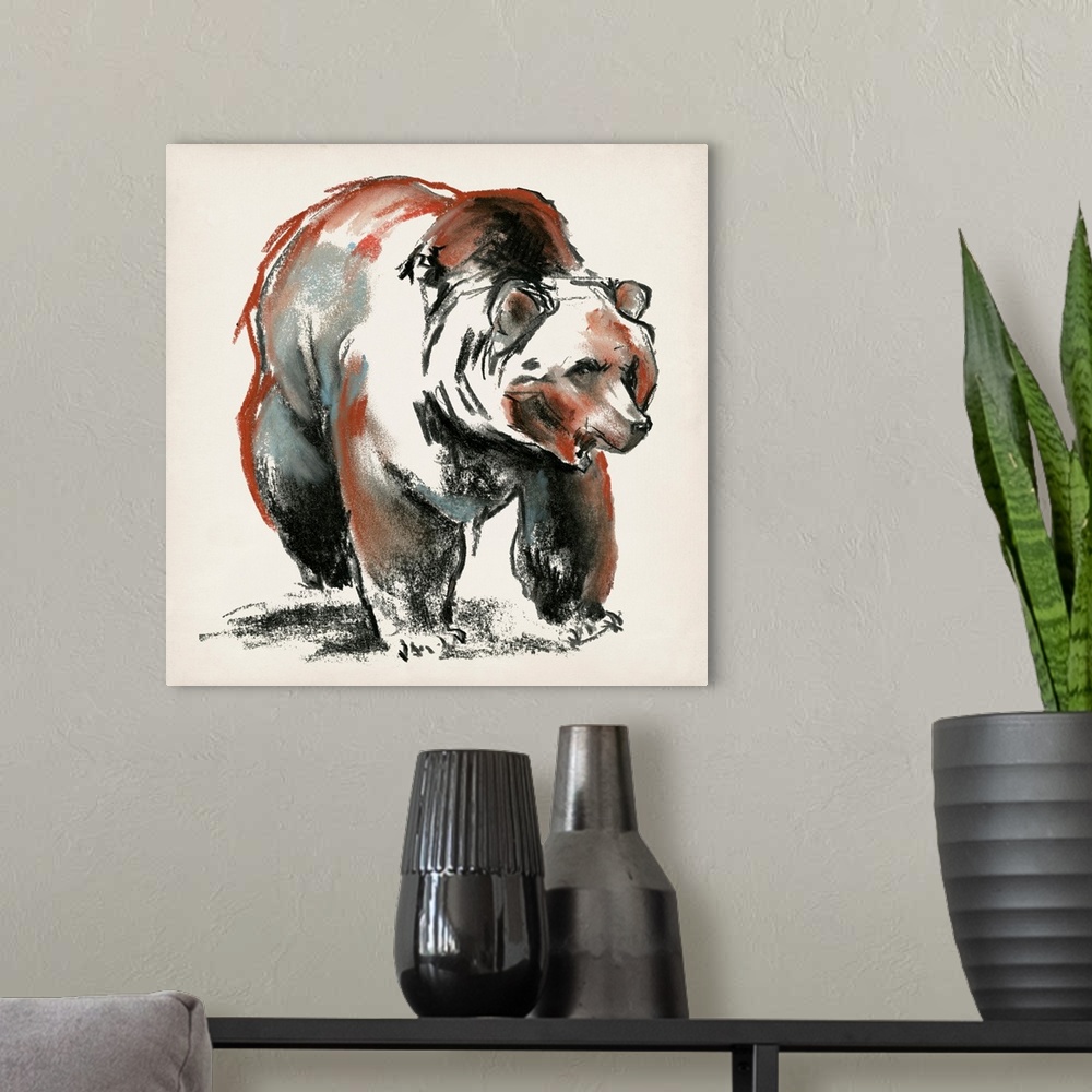 A modern room featuring Brown Bear Gestures I