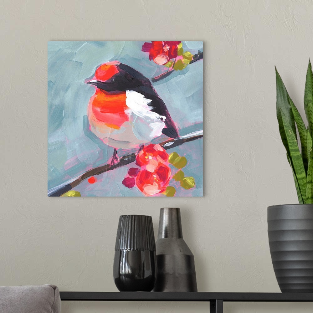 A modern room featuring Brushstroke Bird I