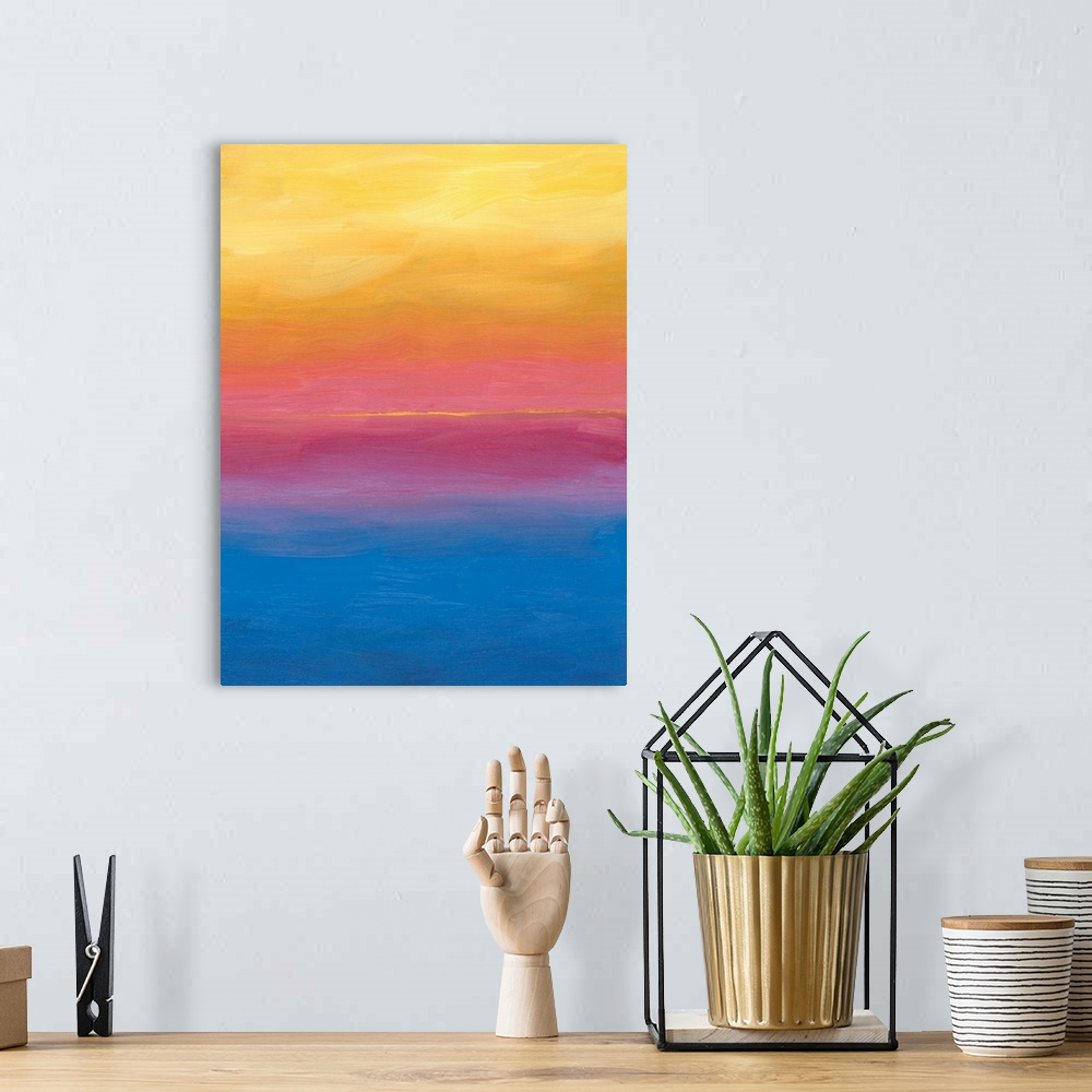 A bohemian room featuring Brushstroke Sunset I
