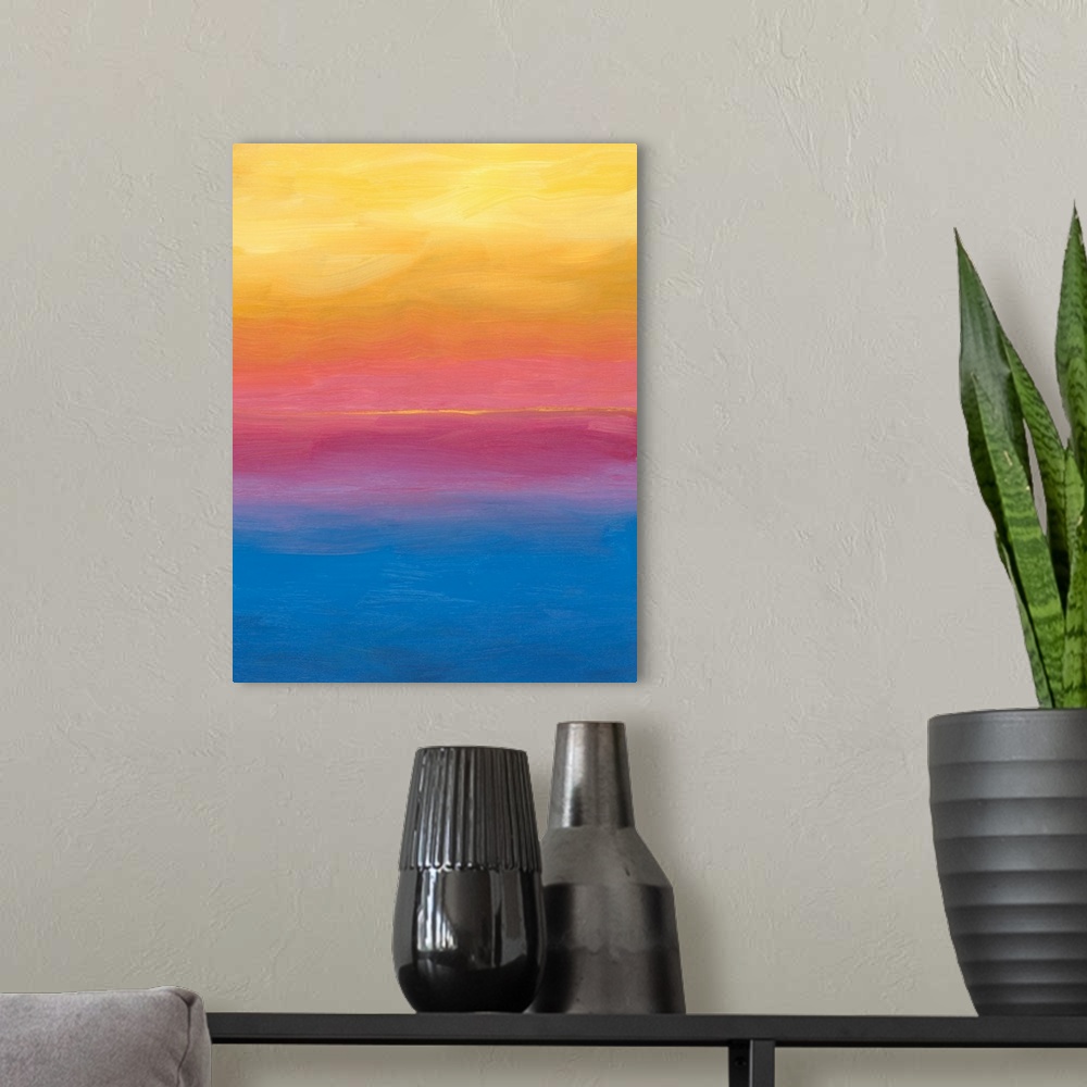 A modern room featuring Brushstroke Sunset I