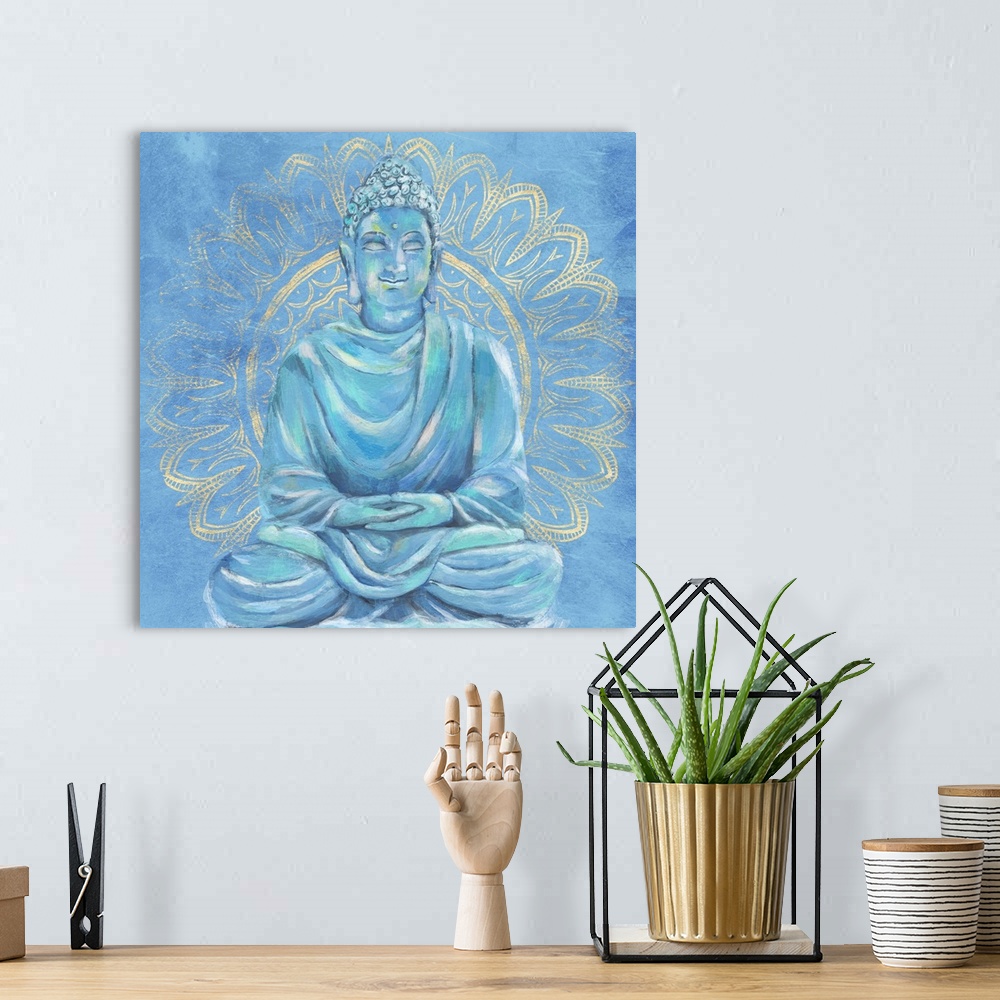 A bohemian room featuring Buddha On Blue I