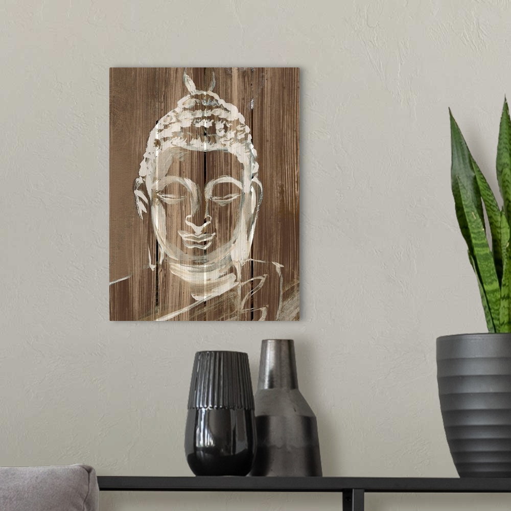 A modern room featuring Buddha On Wood II