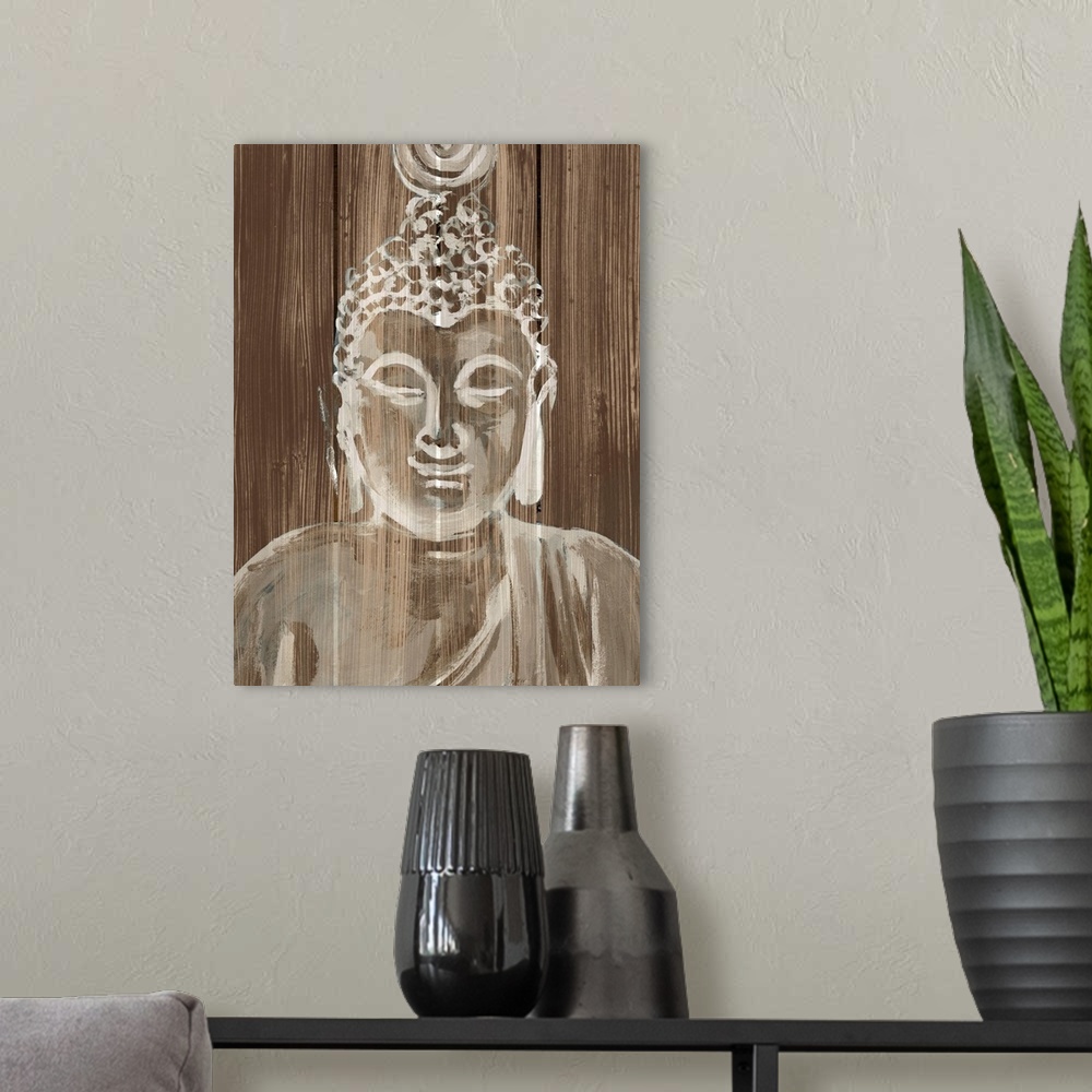 A modern room featuring Buddha On Wood IV