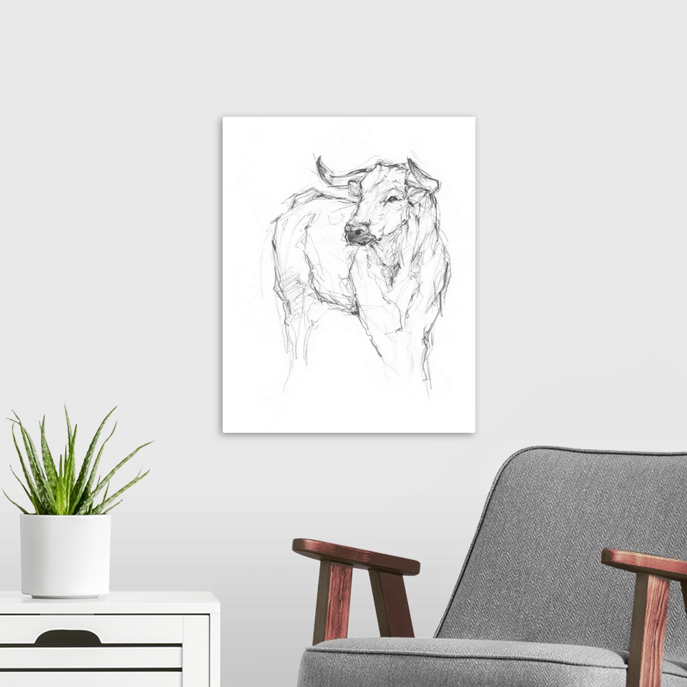 A modern room featuring Bull Study I