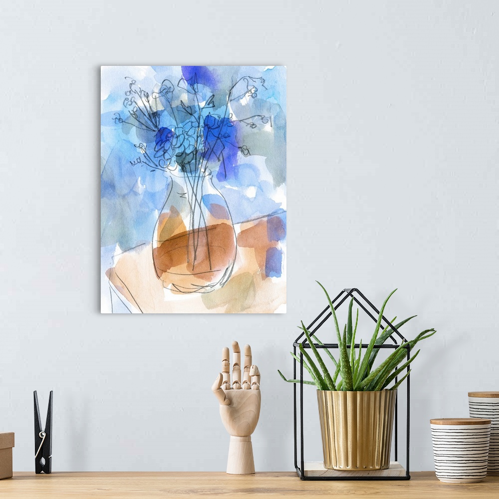 A bohemian room featuring Bunch Of Blue Flowers II