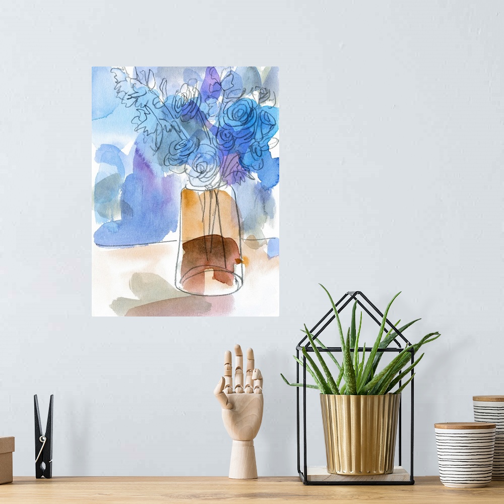 A bohemian room featuring Bunch Of Blue Flowers III