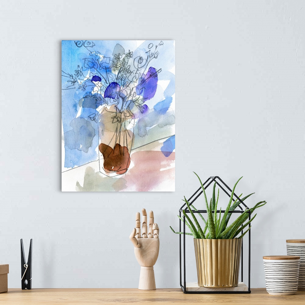 A bohemian room featuring Bunch Of Blue Flowers IV