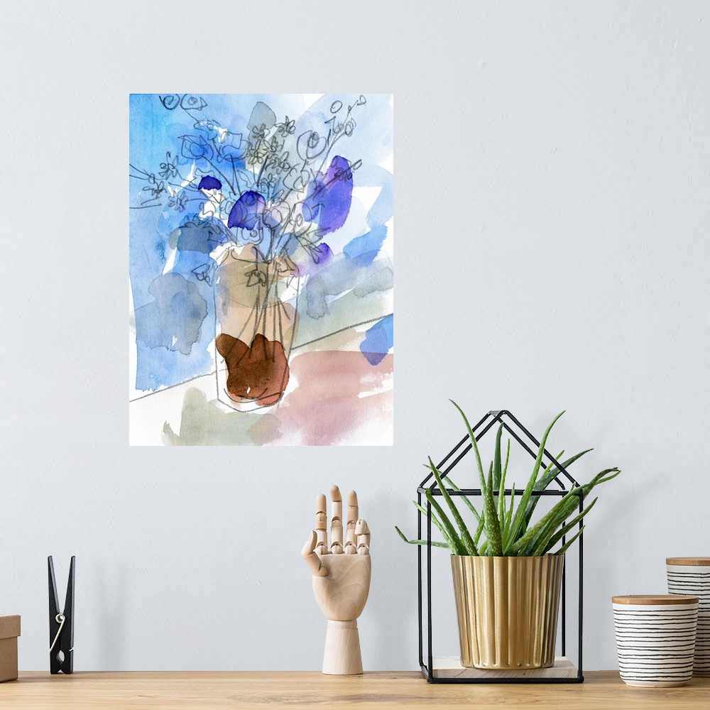 A bohemian room featuring Bunch Of Blue Flowers IV