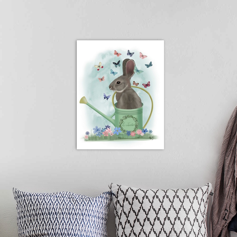 A bohemian room featuring Bunny Watering Can And Butterflies