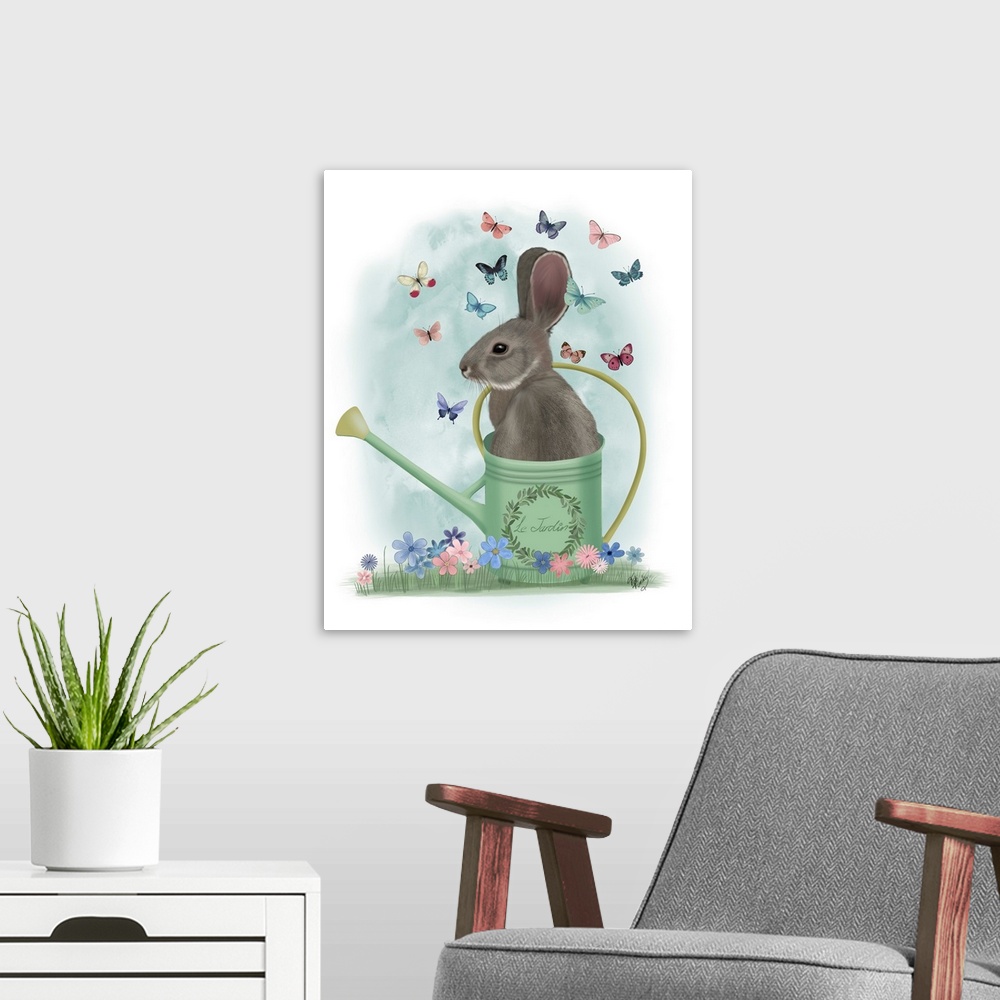 A modern room featuring Bunny Watering Can And Butterflies
