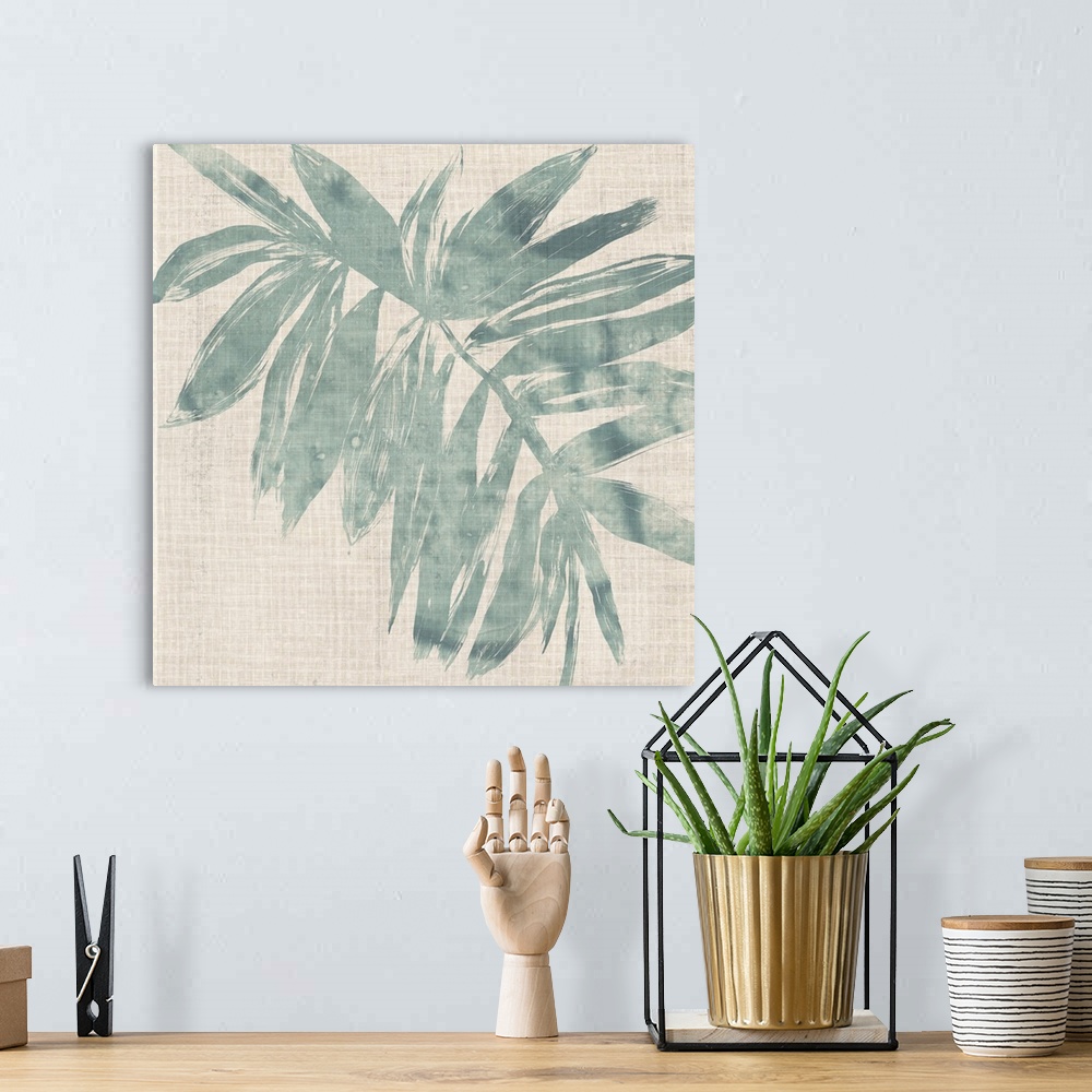 A bohemian room featuring Burlap Ocean Palm I