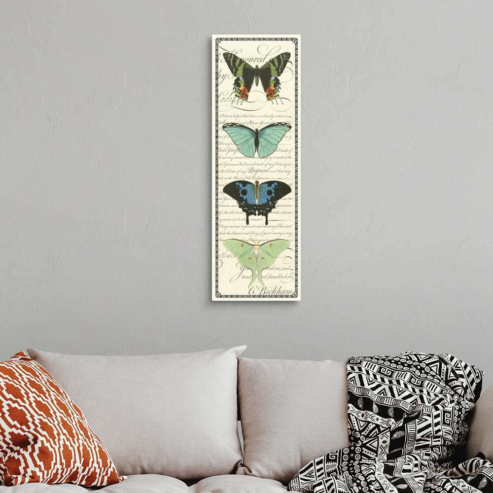 A bohemian room featuring Butterfly Prose Panel II