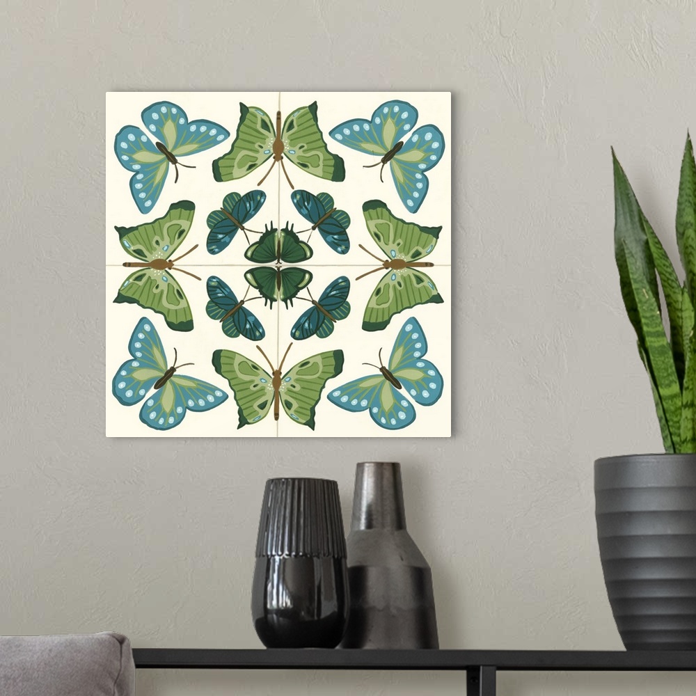 A modern room featuring Butterfly Tile I