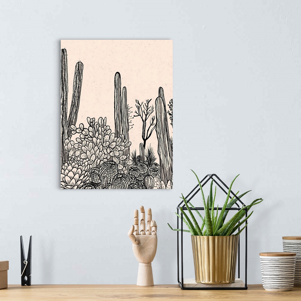 A bohemian room featuring Cactus Drawing II