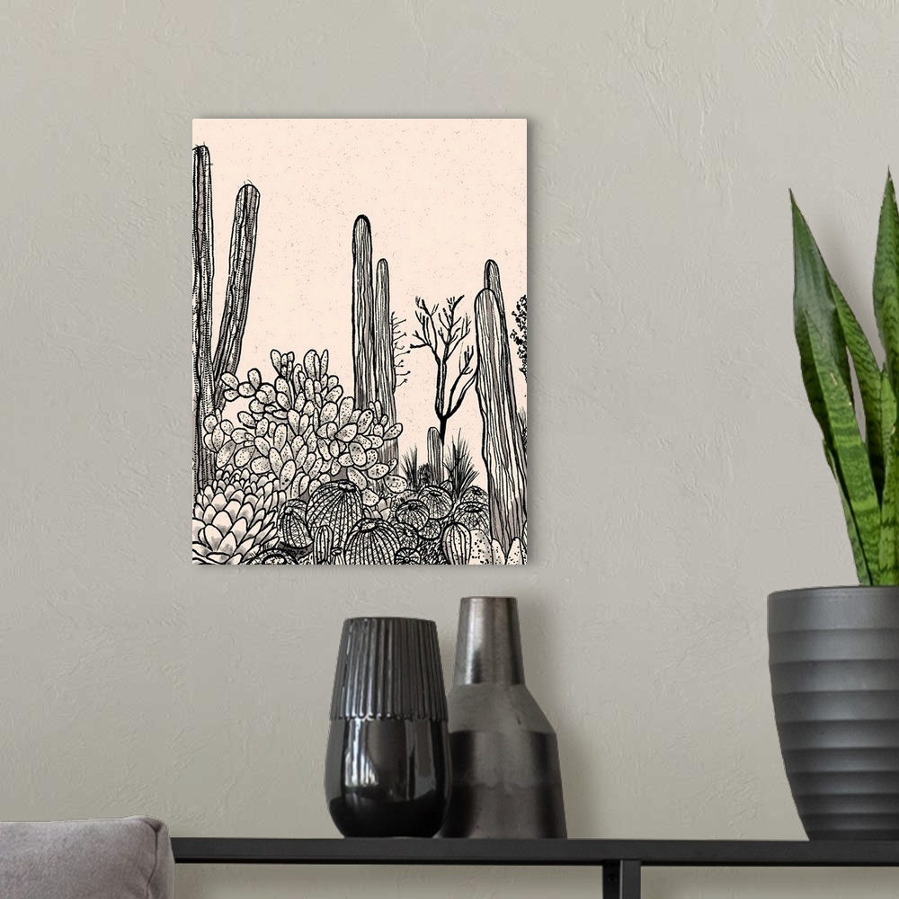 A modern room featuring Cactus Drawing II