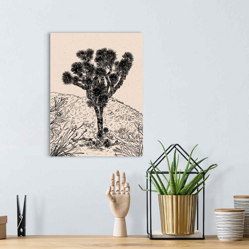 A bohemian room featuring Cactus Drawing III