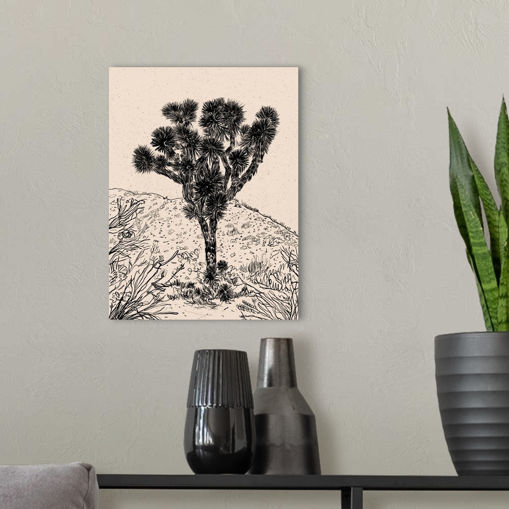 A modern room featuring Cactus Drawing III