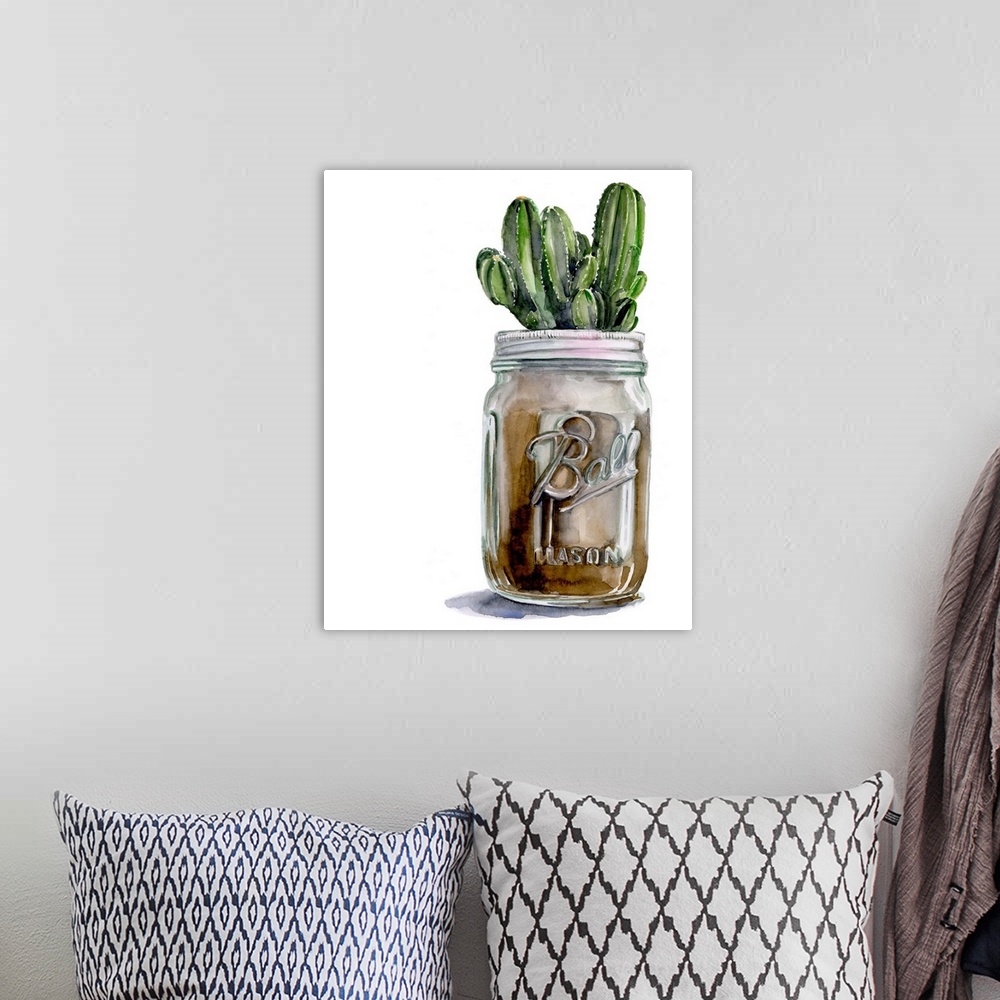 A bohemian room featuring Cactus Mason Jar I