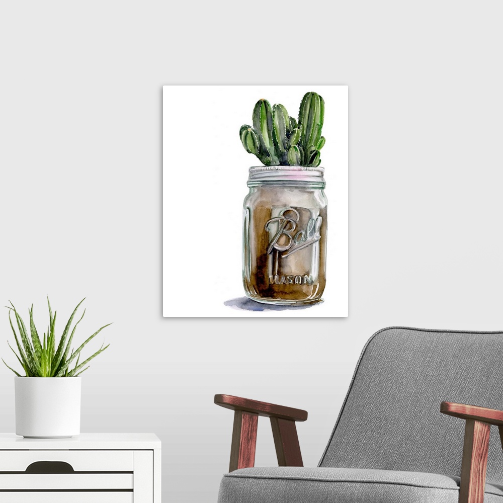 A modern room featuring Cactus Mason Jar I