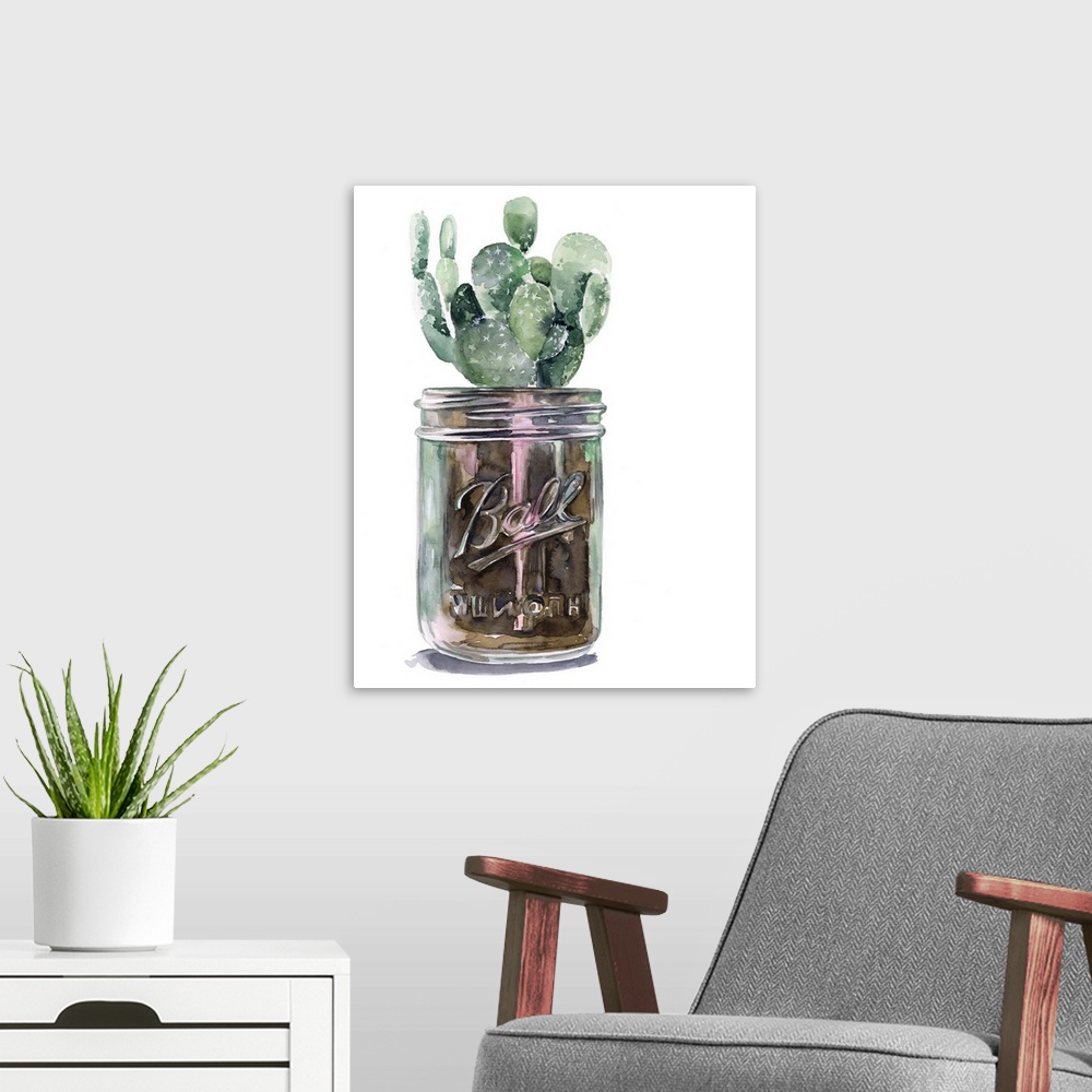 A modern room featuring Cactus Mason Jar II