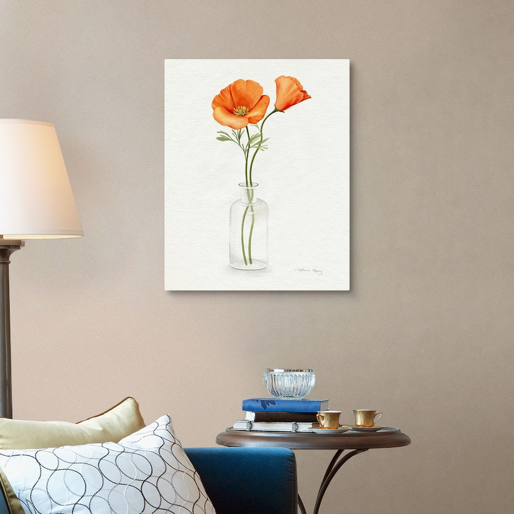 A traditional room featuring California Poppy Vase II