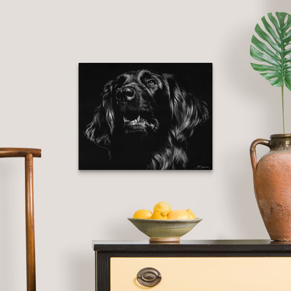 A traditional room featuring Canine Scratchboard XV