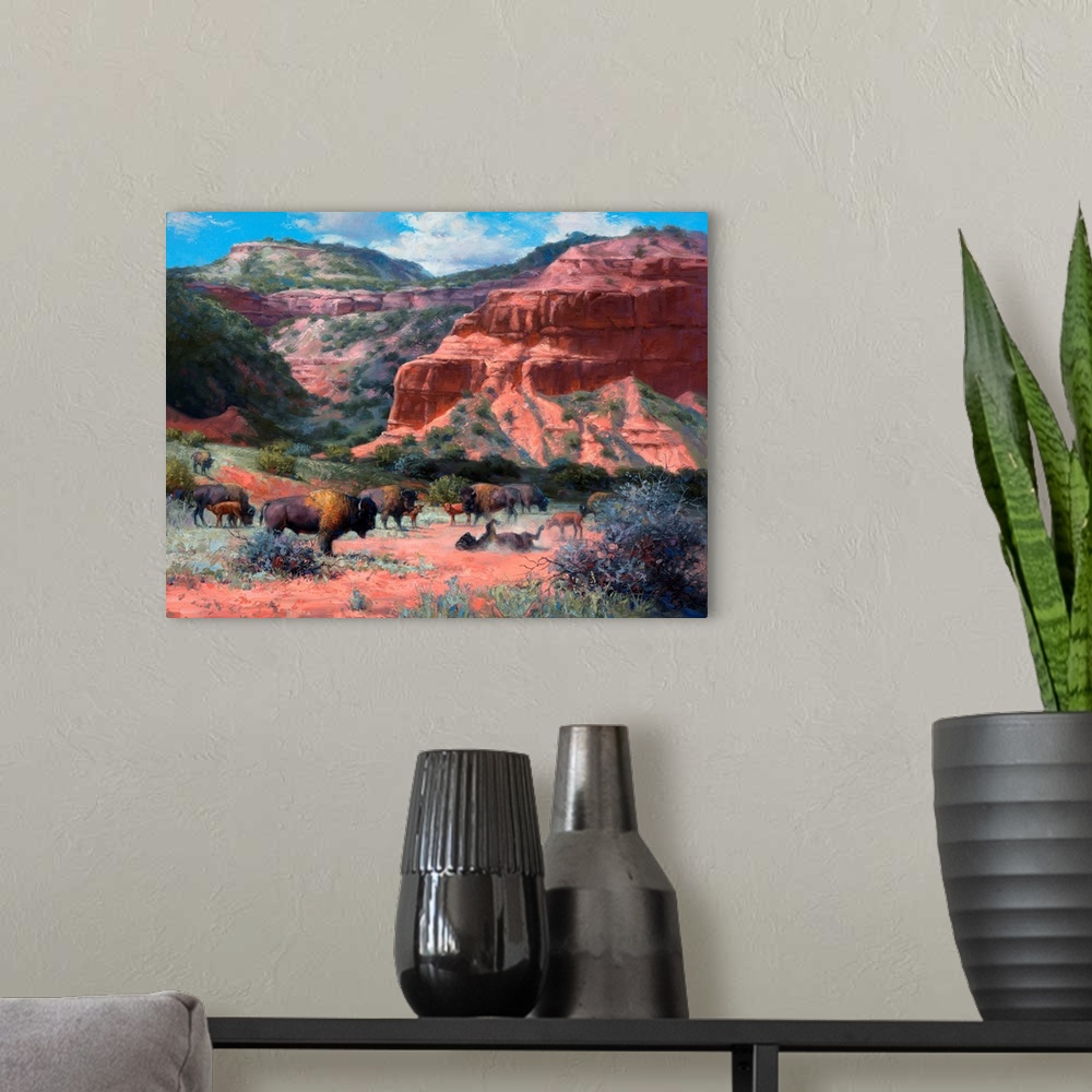 A modern room featuring Caprock Canyon
