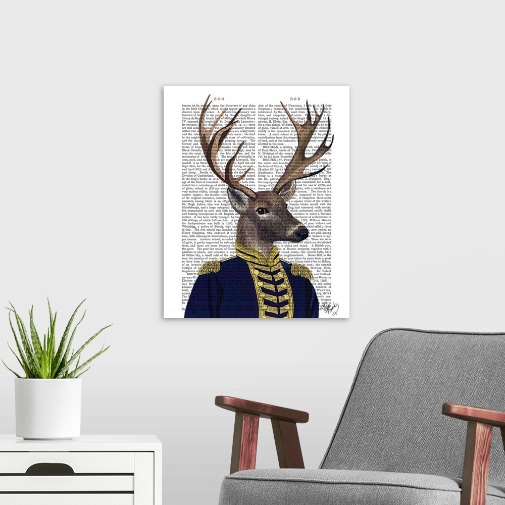 A modern room featuring Captain Deer
