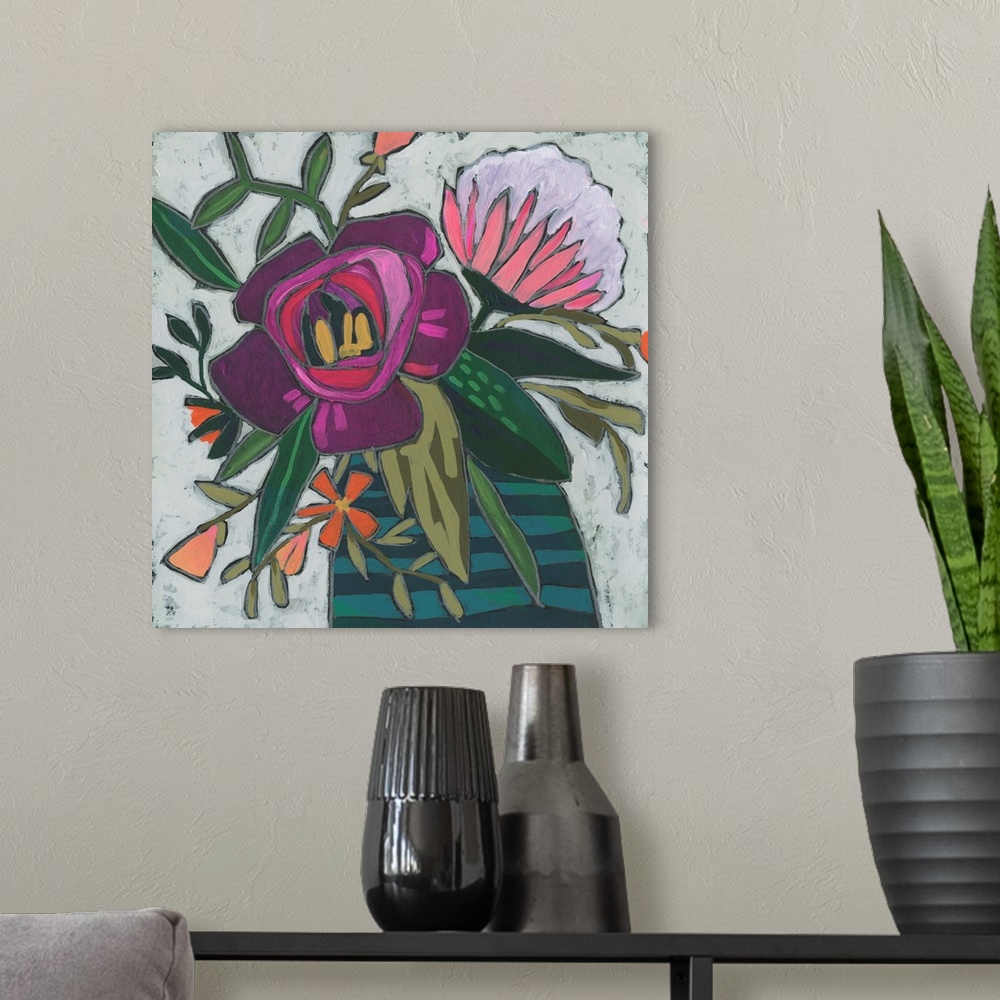 A modern room featuring Carnivale Flora I